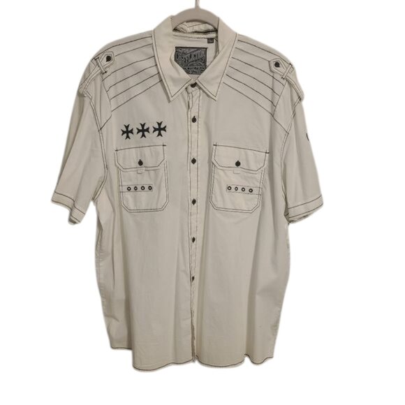 Affliction | Men's White Casual Button-Down Shirt (Size 3XL) - Picture 2 of 16